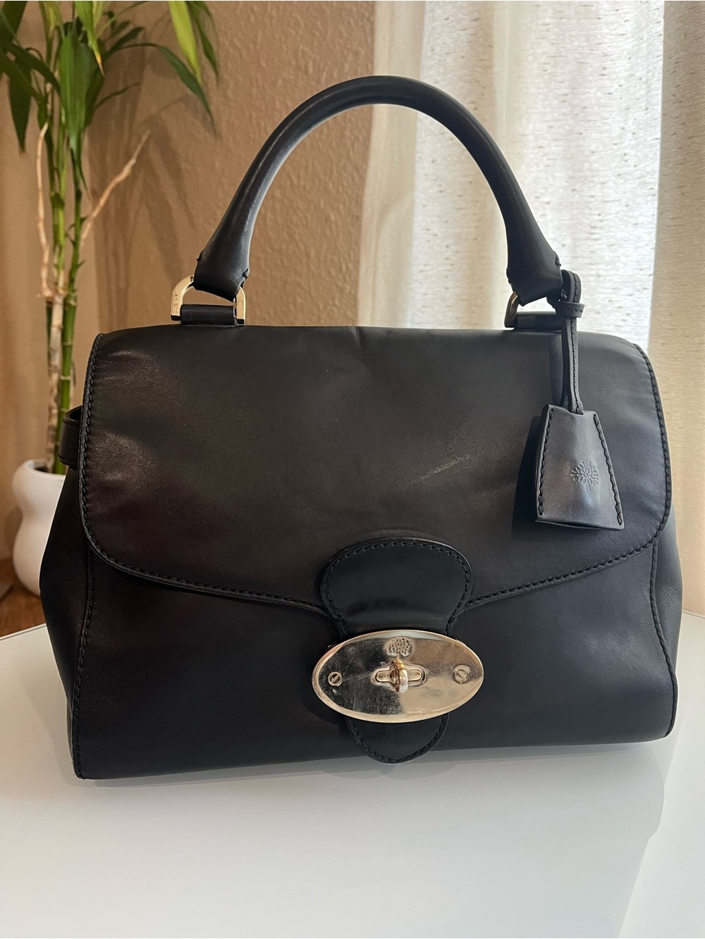 MULBERRY POSTMAN’S LOCK SATCHEL BLACK LEATHER TOP HANDLE BAG